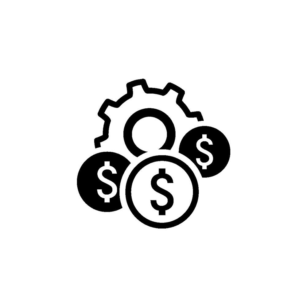 Image of a gear surrounded with money