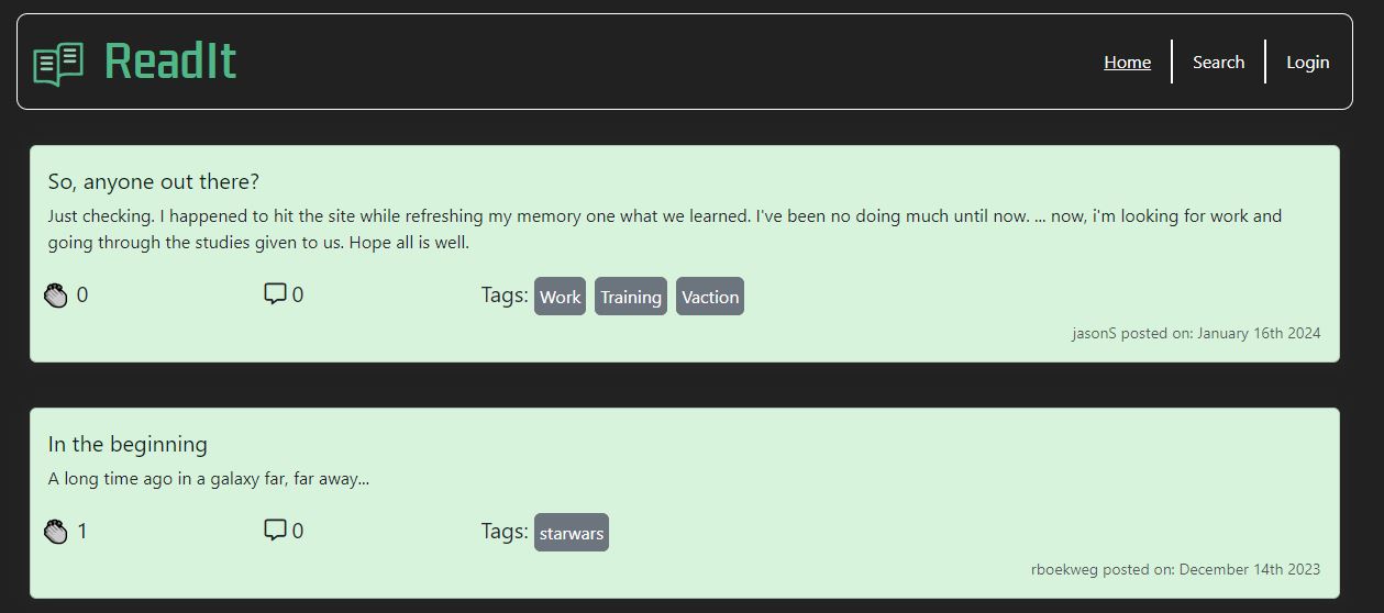 screenshot of ReadIt application